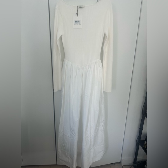 DISSH ABIGAIL WHITE HYBRID LONG SLEEVE MIDI DRESS - Picture 4 of 5